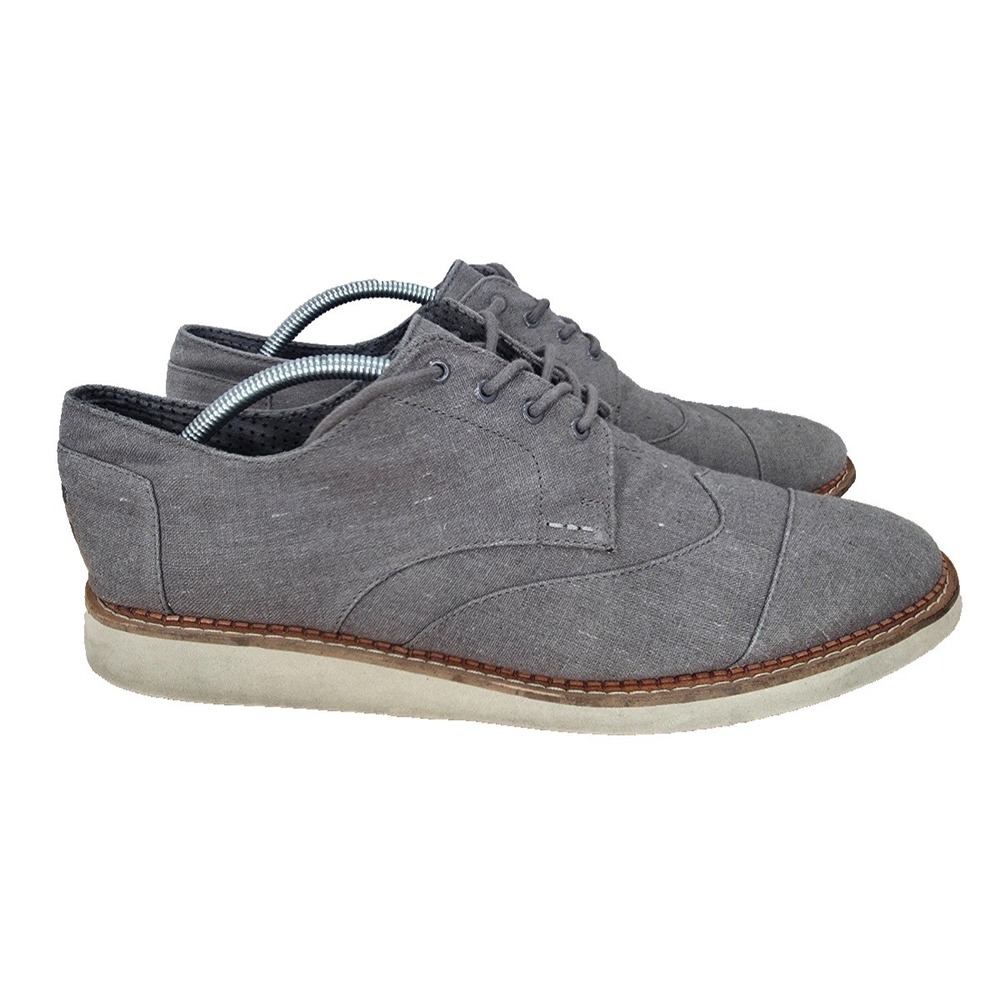 TOMS Brogue Shoes Men's‎ 12 Gray Canvas Casual Wingtip Oxford Sneakers